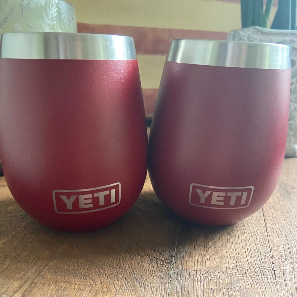 Two Yeti wine tumblers
